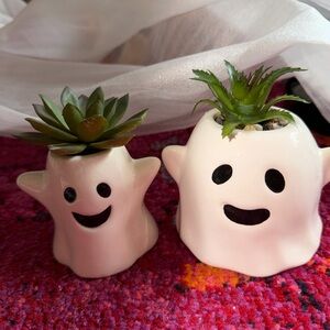 Halloween Ghost with Plant planter set of 2